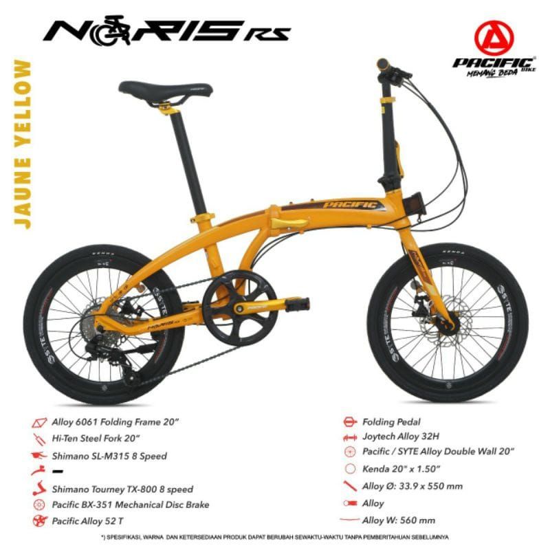 PACIFIC NORIS RS 20 INCH SEPEDA LIPAT ALLOY 8 SPEED