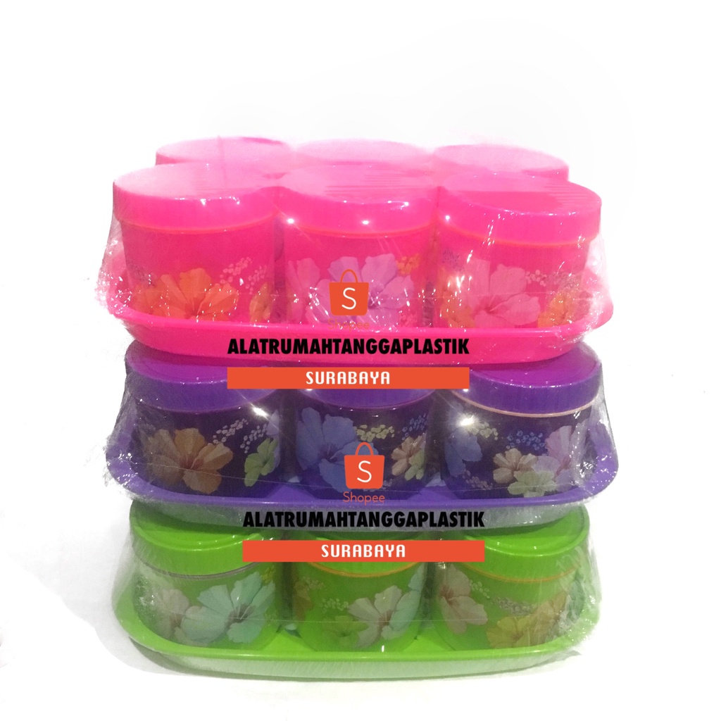 NEW 6pcs Toples + 1pc Nampan Calista Hiro / Tonam Toples Plastik Polos / Toples + Nampan Calista / T