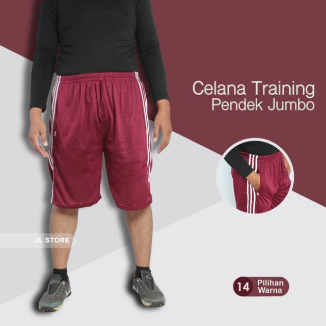 Celana Training Pendek Standar Dan Jumbo Bahan Kaos