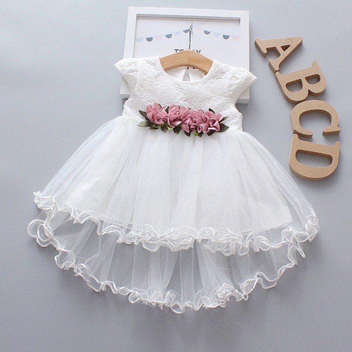 Gaun Dres Dress anak perempuan 1 2 3 4 Tahun Bayi Perempuan 0 6 Bulan - Putih, 12