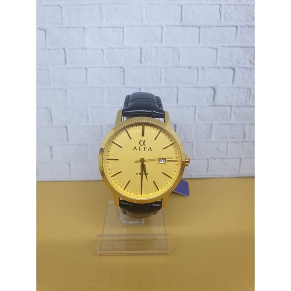 JAM TANGAN PRIA WANITA ALFA COUPLE KULIT 55035L HITAM ROSEGOLD ROSEORIGINAL 1000%
