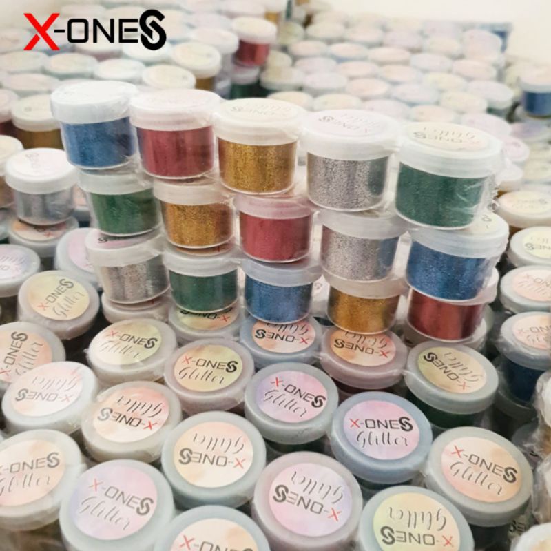 

GLITER BUBUK WARNA X-ONE 1SET 5PCS/GLITER POWDER BUBUK WARNA