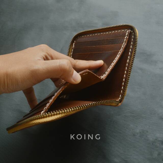 KOING DOMPET PRIA FULL KULIT ASLI ORIGINAL LIPAT RIT CUSTOM NAMA