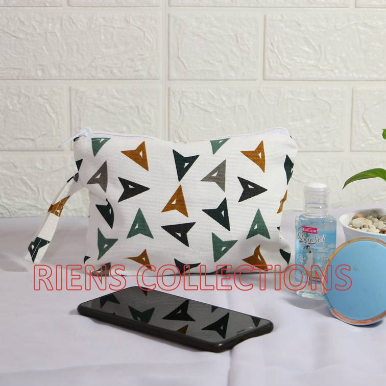 RIENS COLLECTIONS. DOMPET KANVAS POUCH KANVAS MOTIF MATA PANAH