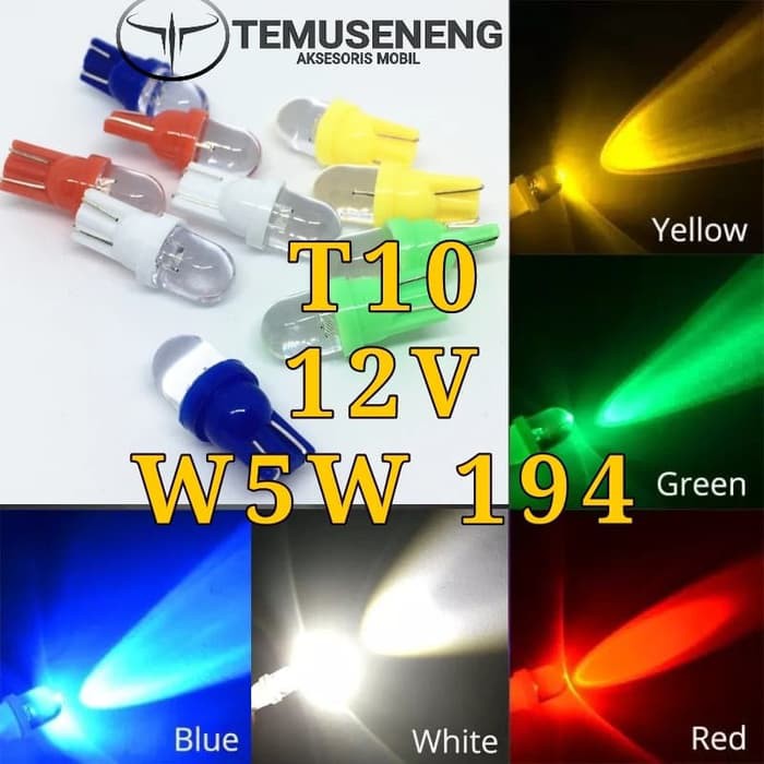 Merah Red Lampu Led T10 Dc 12V W5W Mobil Motor 1 Smd Convex Murah