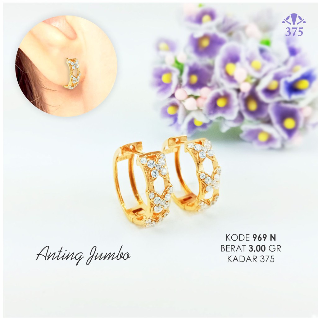 ANTING JUMBO EMAS ASLI VARIASI KUPU 969 N KADAR 375