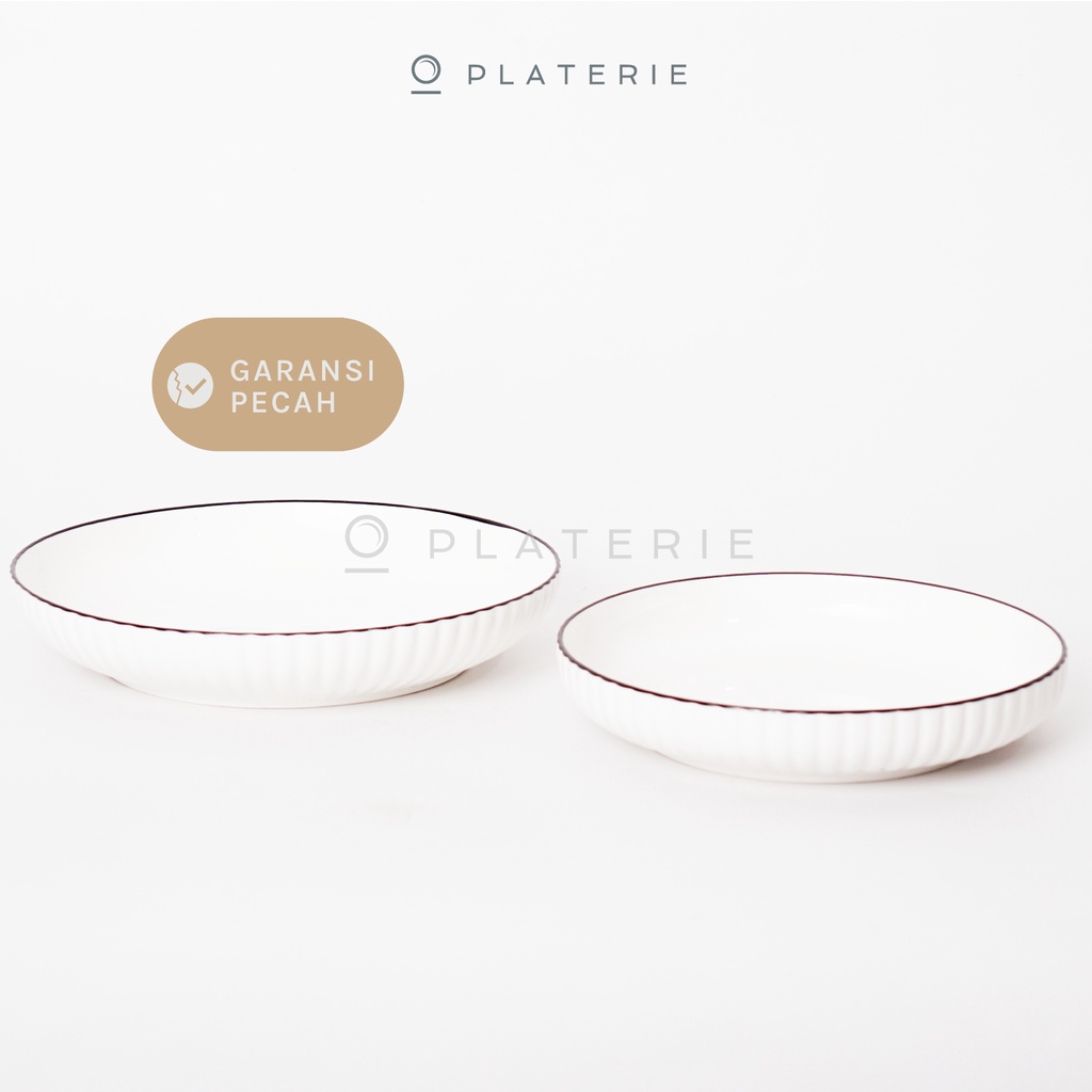 Platerie Piring Porcelain Embossed Plate 7/8 Inch Textured White-1