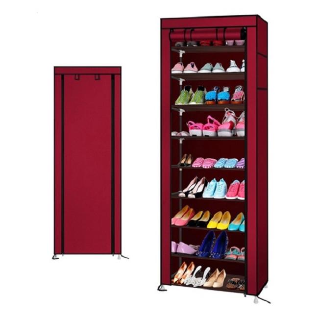 Rak Sepatu Dengan Cover 10 Grid - Shoe Rack With Cover