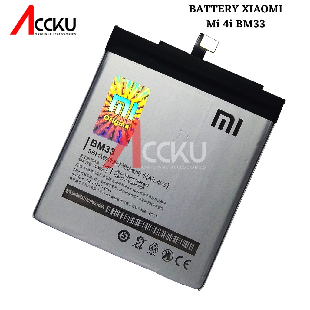 BATERAI XIAOMI 4i BATERAI XIAOMI  MI 4I BATTERY BM-33 ORIGINAL