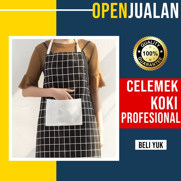 Celemek Dapur / Alat Masak Celemek Koki  / Apron Koki  / Celemek Dapur  / Kain Katun Kotak2 DPR084