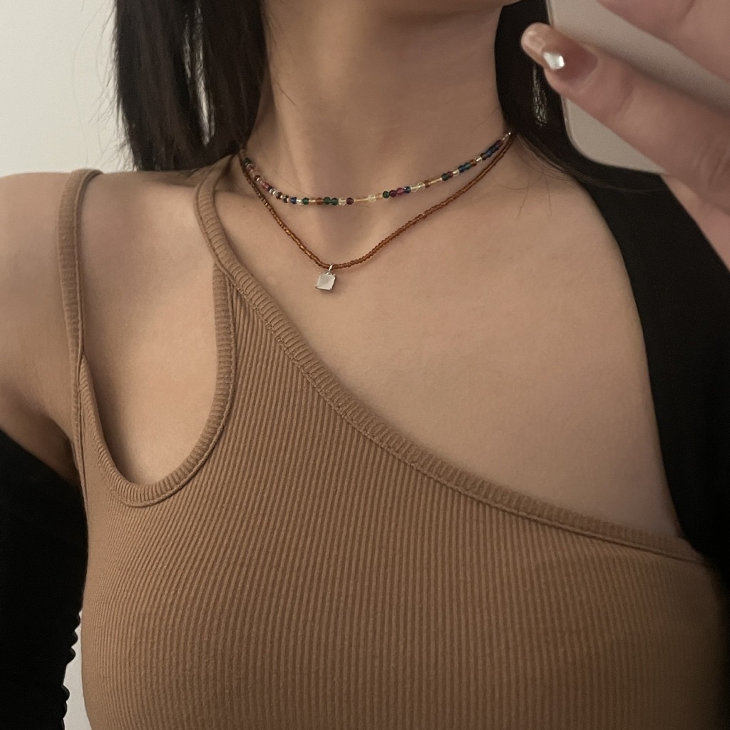 Kalung Manik-Manik Warna-Warni Gaya Retro Korea