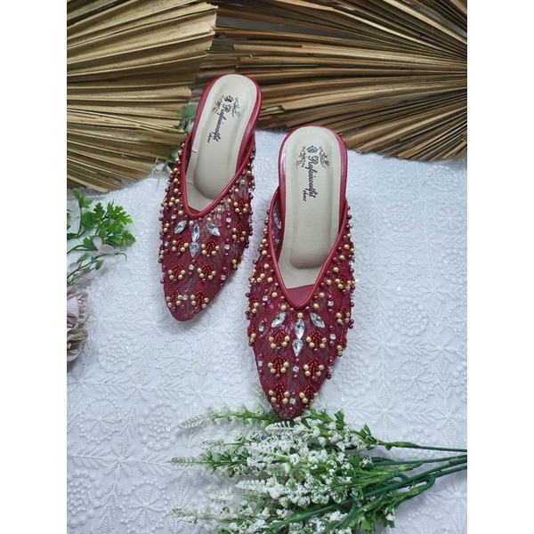 sepatu wedding Marisa merah marron 7cm tahu