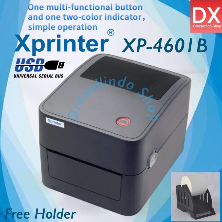 PRINTER THERMAL BARCODE LABEL STIKER XPRINTER XP-D4601B USB D4601B free HOLDER