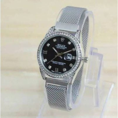 Jam Tangan Wanita Rolex Magnet Diamond Romawi Tanggal Aktif