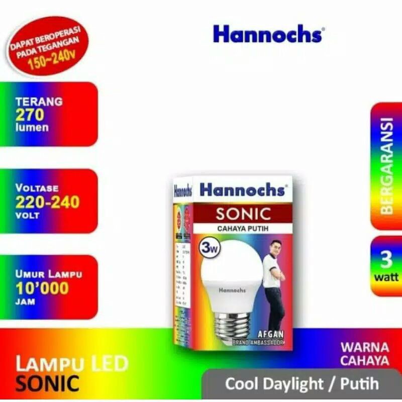 Lampu Led Hannochs 3w/3 Watt 5w/5 Watt 7w/7 Watt 9w/9 Watt 12w/12 Watt 15w/15 Watt SONIC / Bolam