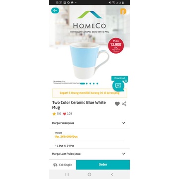 homeco mug blue white 1 lusin