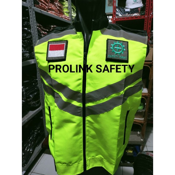 ROMPI SAFETY BAHAN FULL TASLAN LOGO FELCRO PEREKAT STABILO HITAM