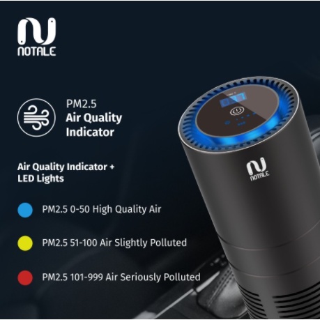 Notale Portable Car Air Purifier UVC Plasma HEPA 13 Mobil Penjernih Udara