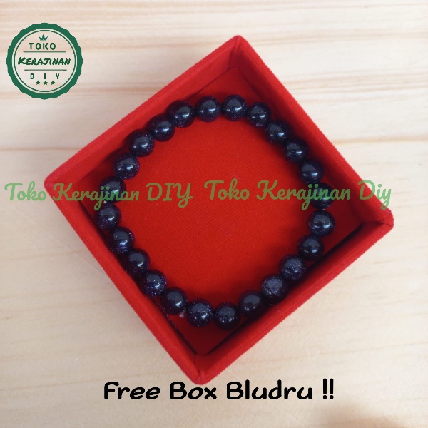 [ FREE Box ] Gelang Batu Pasir Emas Biru 6/8/10mm Gelang Tangan Premium Quality