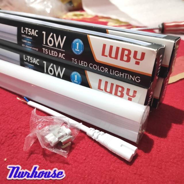 luby TL T5 LED tube lampu etalase 16 watt Neon box lampu kitchen set 90 cm