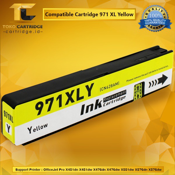 Cartridge Tinta Compatible HP 971 XL Yellow CN628AM Plus Chip