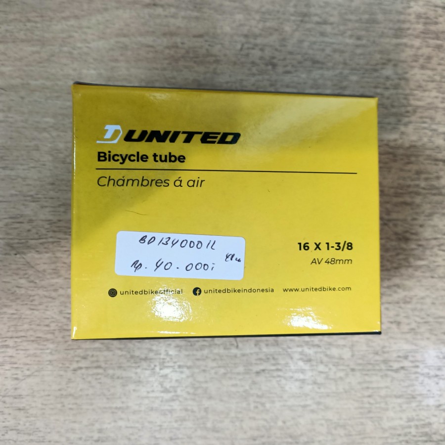Ban Dalam sepeda United 16 x 1 ⅜ pentil schrader