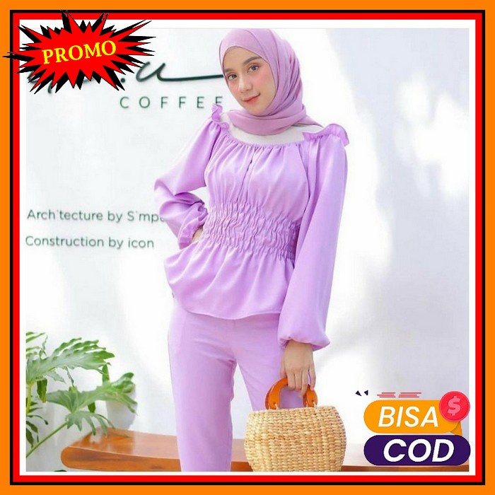 One Set Setelan Wanita Remaja Trend Kekinian Setelan Muslimah Wan HX380 Afi Ec Stelan Zeni