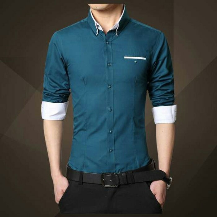 Mr Tosca OT /kemeja pria lengan panjang slimfit abu Maron