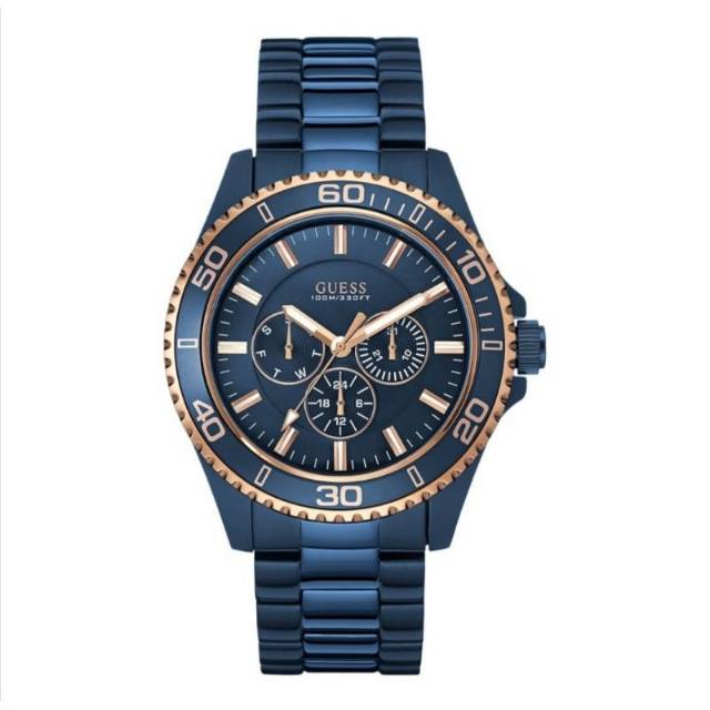 Jam Tangan Pria Guess W0172G6 Blue Stainless Steel Original