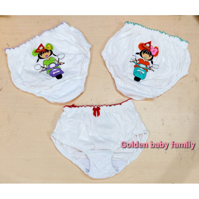 6 Pcs CD Kimpo putih anak cewek  motif Sablon Bell vespa