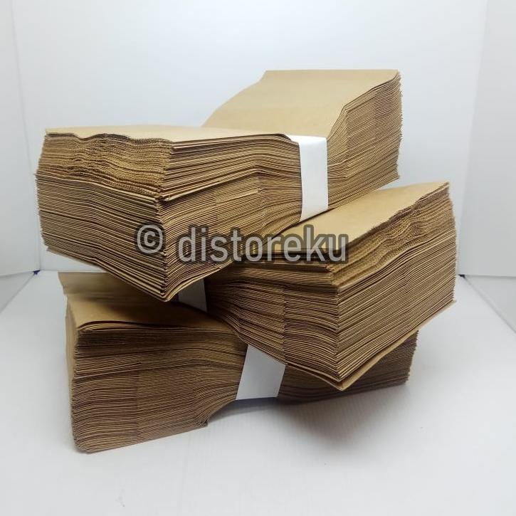 

ISI 100pcs KANTONG KERTAS COKLAT BROWN PAPER BAG SOS FLAT GORENGAN KUE FOOD