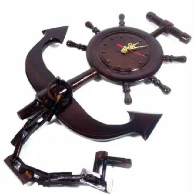 Jam Dinding Kayu Model Jangkar Kapal