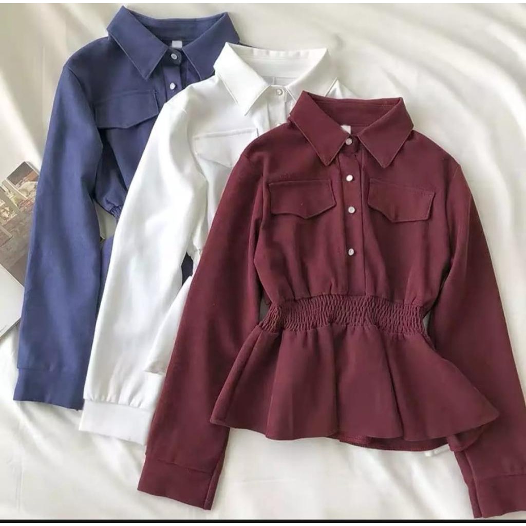 1KG MUAT 5PCS | MEIYA SHIRT TOP BLOUSE KERUT KANCING KOREAN STYLE HITS OOTD SELEBGRAM WANITA