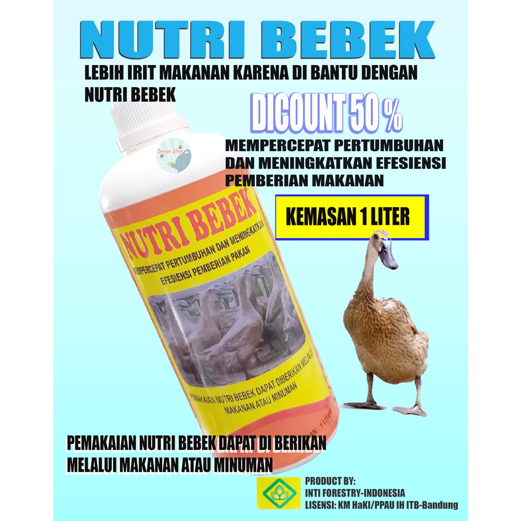 1 LITER-NUTRI BEBEK Suplemen Hewan Ternak Mempercepat Pertumbuhan dan Meningkatkan Efisiensi Pakan-VITAMIN PENGGEMUK BEBEK-OBAT PENGGEMUK BEBEK