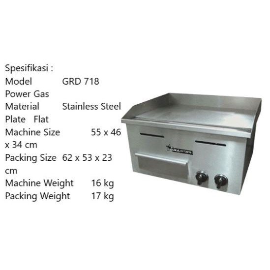 WIRASTAR GRD-718 Gas Full Flat Griddle Mesin Wajan Teppanyaki Burger