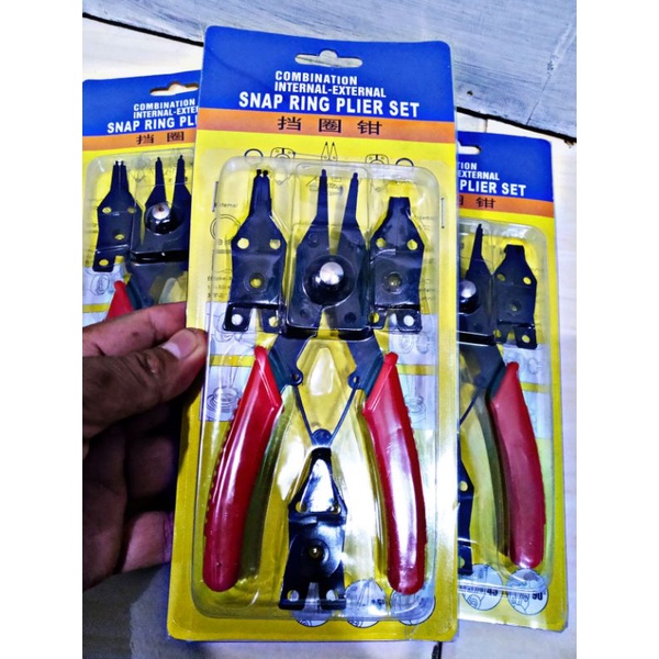 Tang spi buka tutup lurus bengkok snap ring plier set Kombinasi