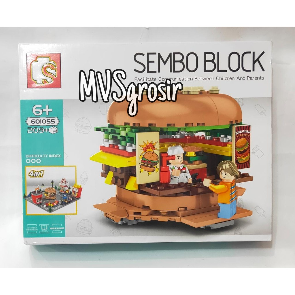 MVSGROSIR BRICKS SEMBO BLOCK HAMBURGER MINI CITY 601055