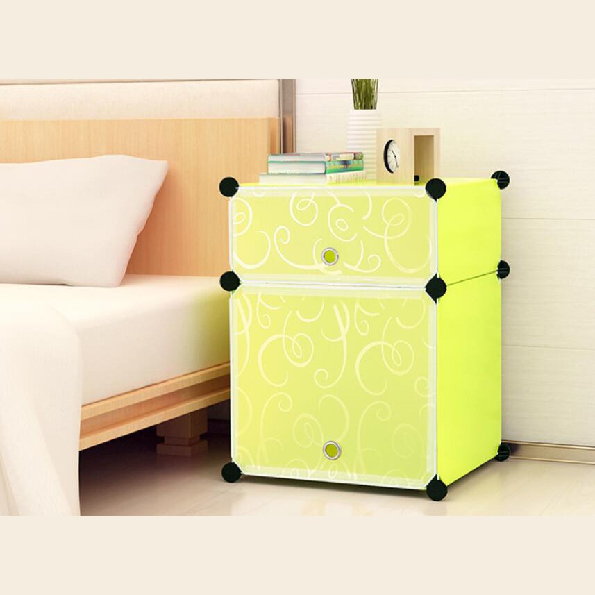 Bedola Lemari plastik bedside table anti air rak buku susun 2 pintu