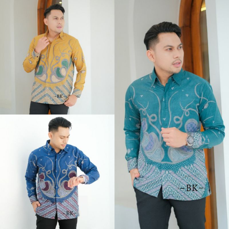 Kemeja Batik Pria Lengan Panjang M L XL XXL Baju Batik Pria Modern Batik Kerja Pria Batik Kantor Pria Seragam Batik