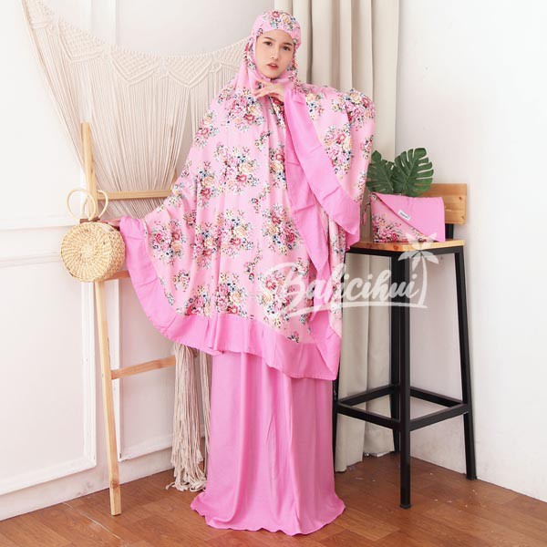 Balicihui Mukena Nadia Pink 2 Mukena Bali Jumbo Mukena Bali Dewasa Mukena Dewasa Jumbo by Balicihui