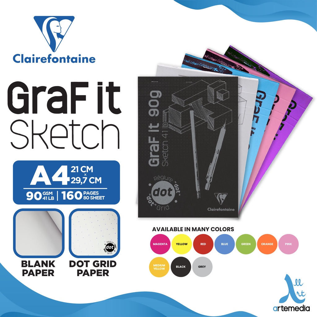 

Clairefontaine A4 Graf It White Dot Grid Sketch Pad Sketchbook Buku Sketsa