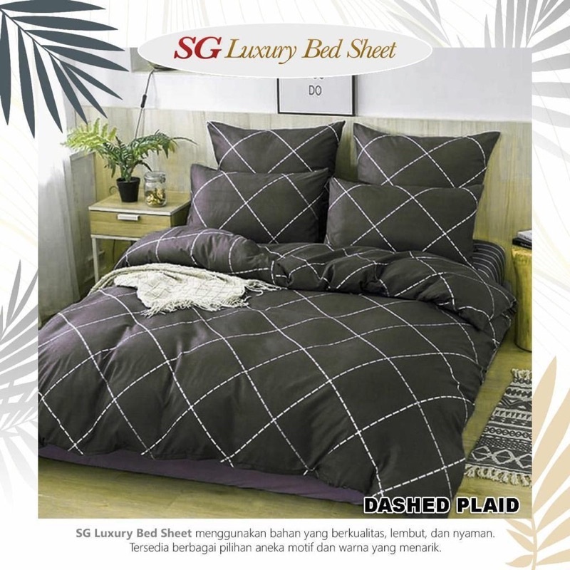 kain sprei meteran dashed plaid sg luxury bed sheet