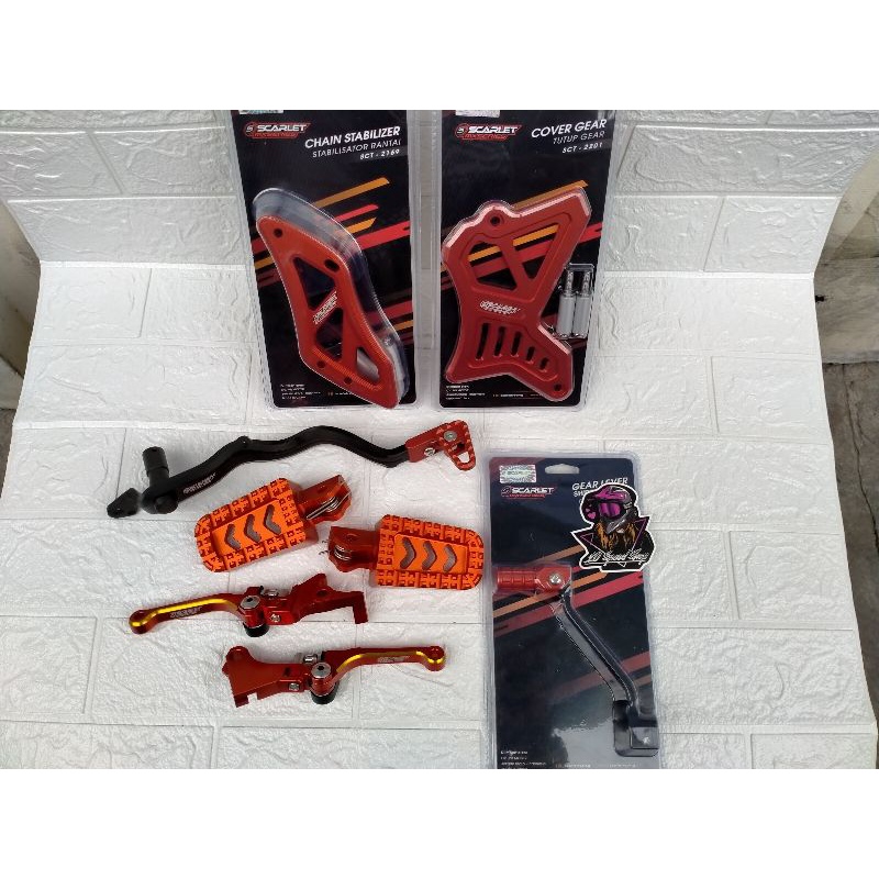 Paket Scarlet Crf 150 Pedal Rem Operan Handle Lipat Cover Gear Crf 150 Scarlet Original