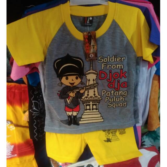 TERMURAH! Setelan Katun Anak Soldier Jogja S-M usia 3 bulan-3 tahun - kaos unisex Malioboro