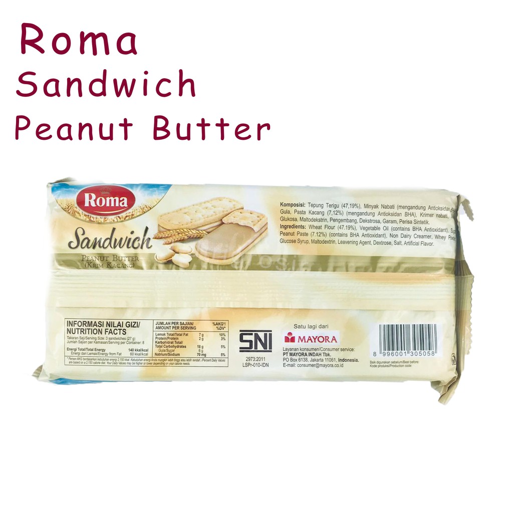 ROMA SANDWICH PEANUT BUTTER * ROMA * 189g