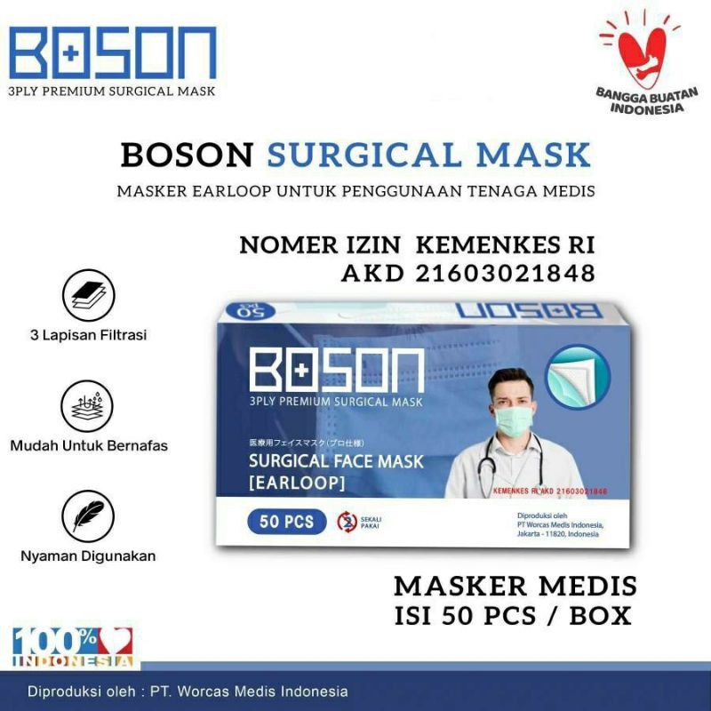 GL Masker Medis Boson Premium Surgical Disposable Face Mask 3Ply Premium Mask