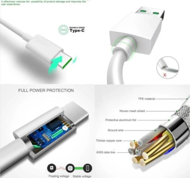 Kabel Data Casan Oppo Vooc Fast Charging usb Micro Type C  Cable Charger Chasan cepat A3s A7 F5 F9 A1k A11 A5 A9 A15 A16 A53 A33