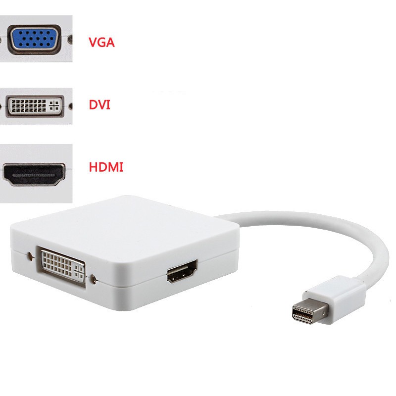 Mini 3 in 1 Display Port to HDMI VGA DVI Adapter - MD114 - OMSA23WH White