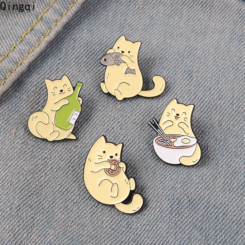 Bros Pin Desain Makanan Donat Mie Kucing Dan Ikan Untuk Aksesoris Hadiah