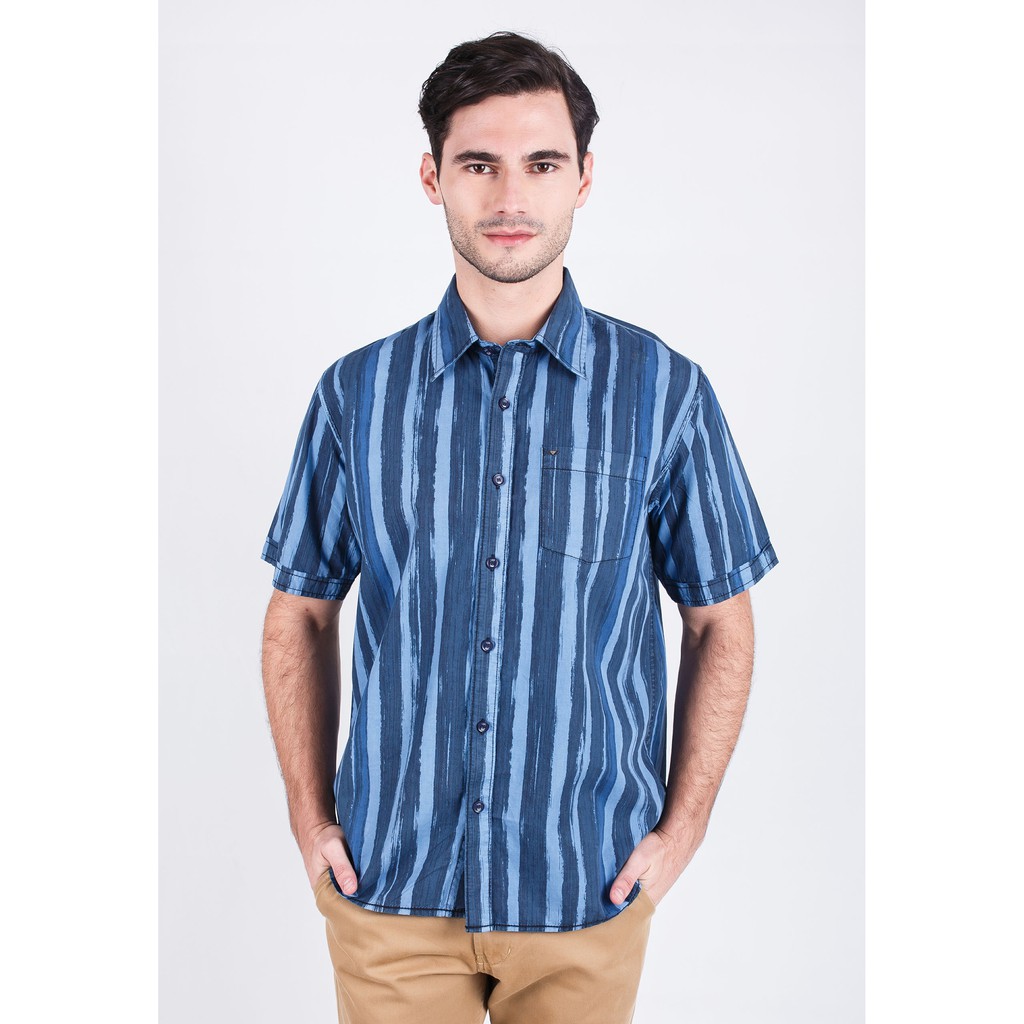 LGS - Kemeja Casual Pria - Motif Garis - Biru - CSH.270.W508.878.C